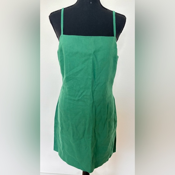 NWOT - Theory IWG Weekend Linen Mini Dress in Lincoln Green - Size 4 - Picture 1 of 4